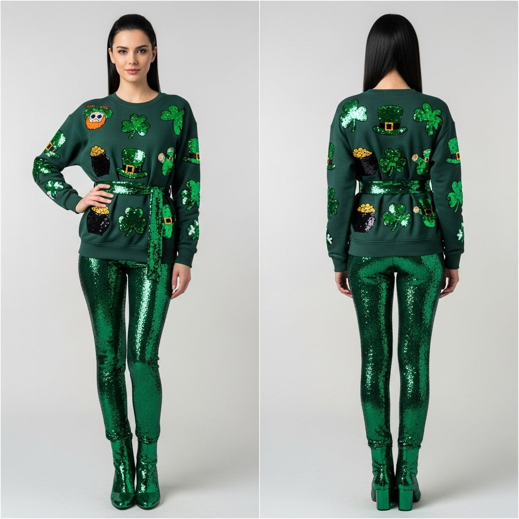 Saint Patrick’s day sequin sweatshirt ￼