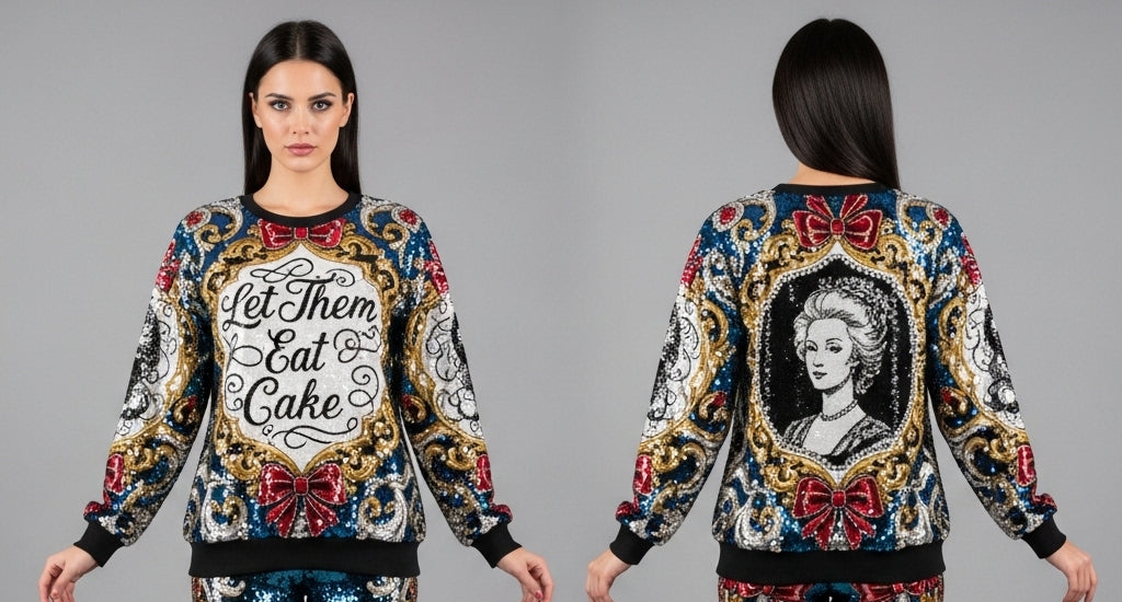 Let them eat cake sequin sweatshirt ￼