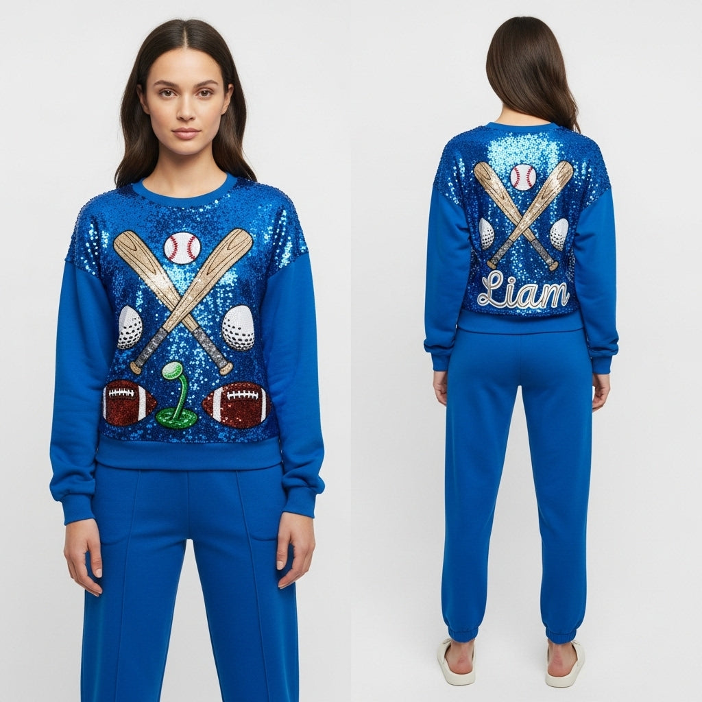 Baseball custom sequin sweatshirt, ￼￼