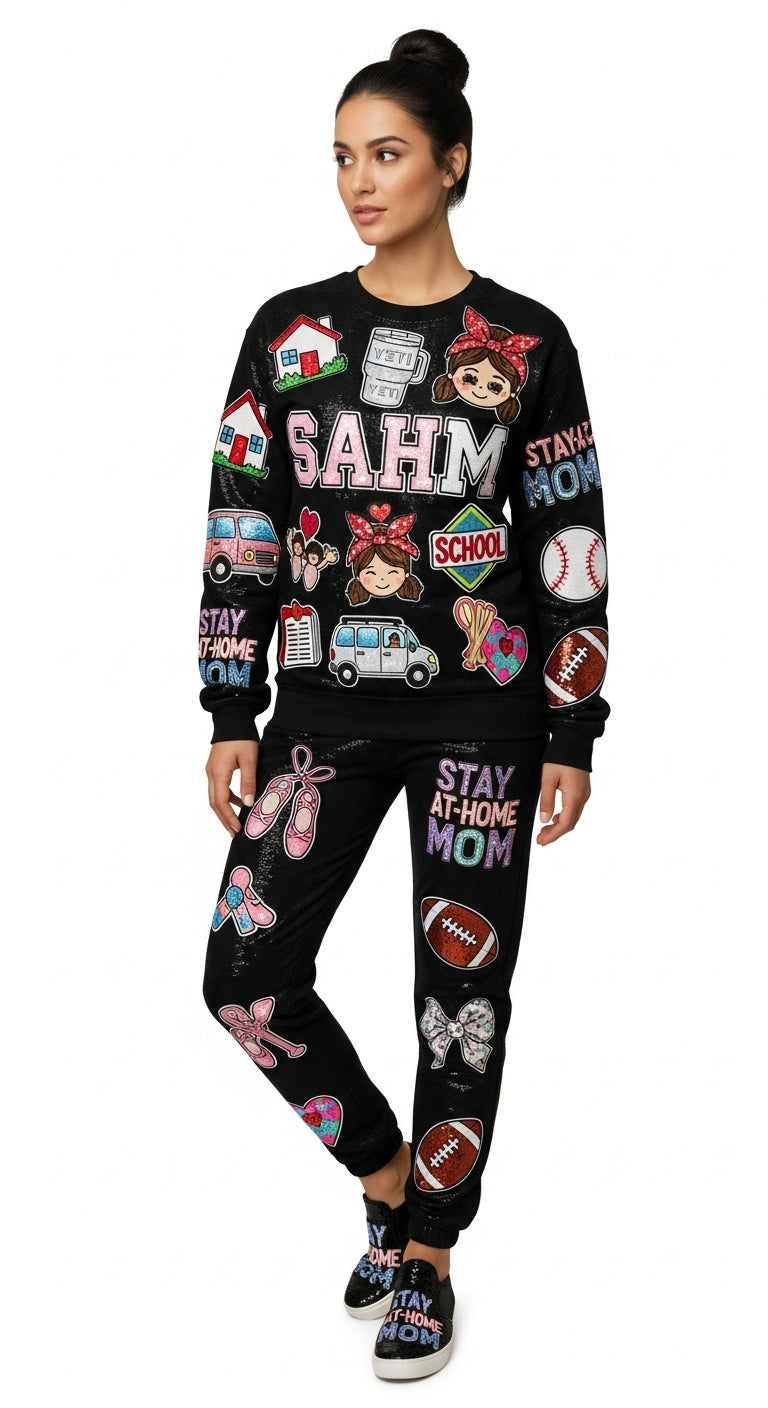 Sahm Swan Sequin sweatshirt set ￼