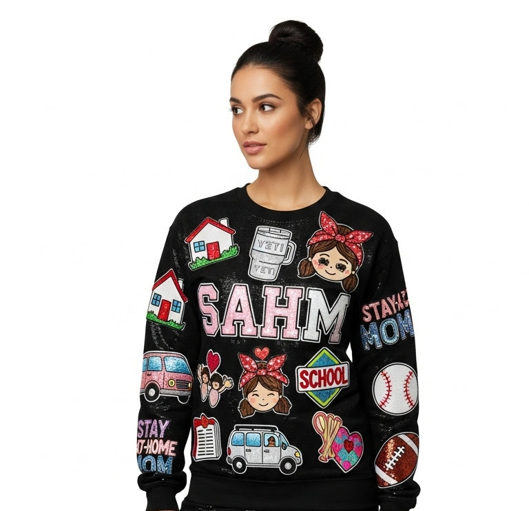 Sahm swan sequin sweatshirt ￼