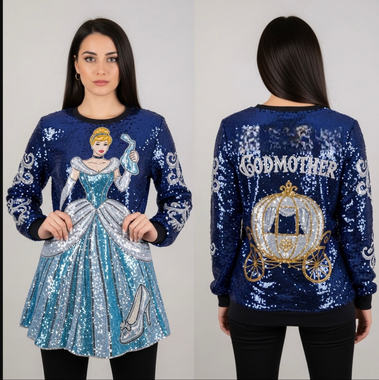 The godmother custom name sequin ￼ sweatshirt